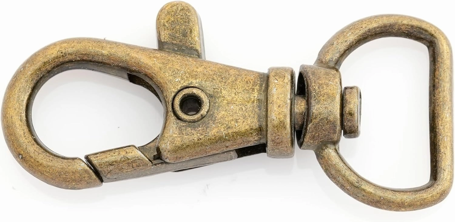 CRAFTMEMORE Swivel Lobster Claw Clasps Classic Trigger Snap Hooks CS10 Purse Landyard Clip Fits 1/2" Strap Pack of 10 (Antique Brass)