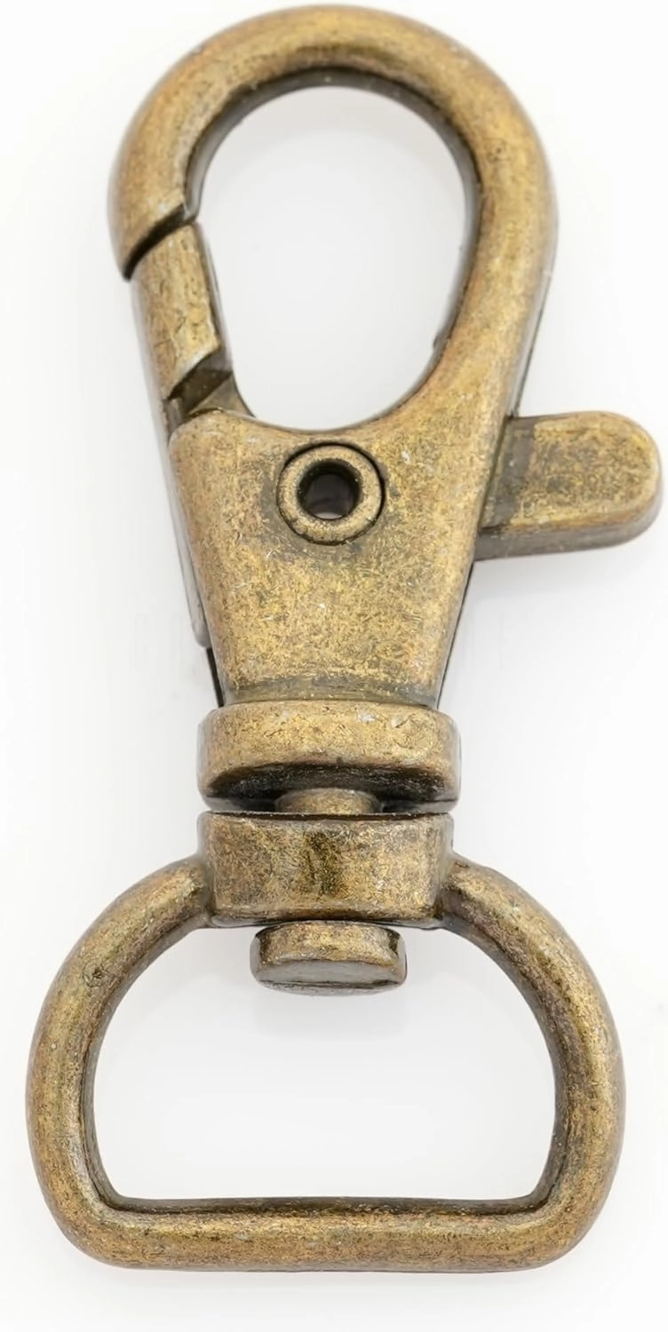 CRAFTMEMORE Swivel Lobster Claw Clasps Classic Trigger Snap Hooks CS10 Purse Landyard Clip Fits 1/2" Strap Pack of 10 (Antique Brass)