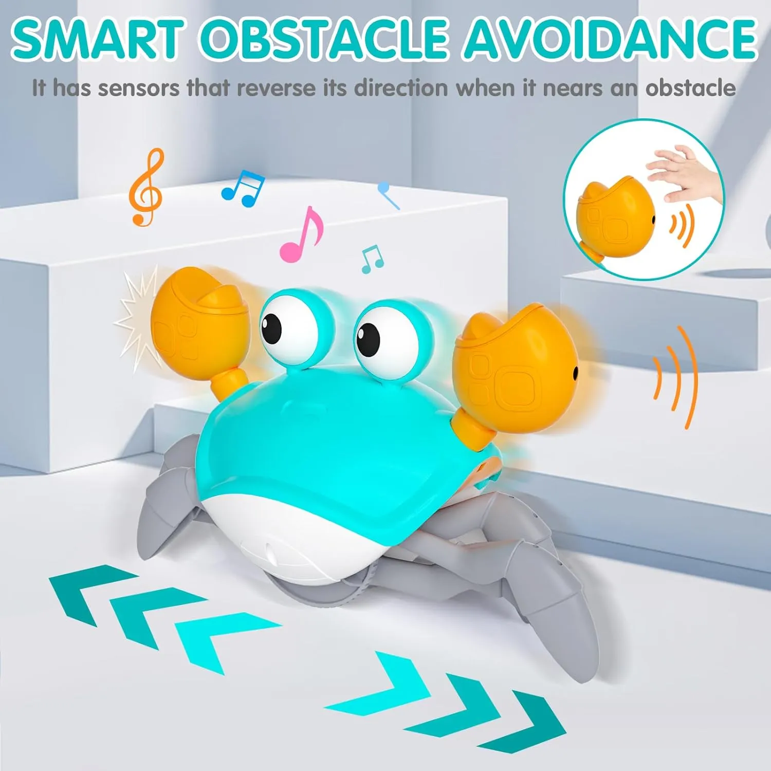 Crawling Crab Baby Toy Gifts: Infant Tummy Time Toys 6 7 8 9 10 11 12 6-12 9-12 12-18 Month Babies Boy Learning Crawl Toys Light-Up Dancing Crawly Crab with Music 1st Birthday Gifts 1 Year Old Boys