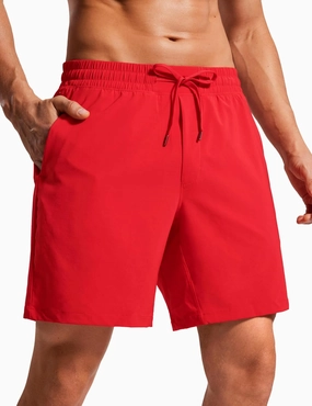 CRZ YOGA Mens Swim Trunks 7'' Quick Dry Mesh Lining Athletic Casual Swimwear Shorts with Zipper Pockets