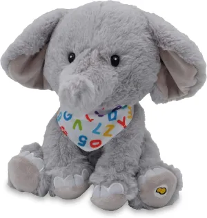 Cuddle Barn - Alphabet Elroy | Animated Singing Elephant Stuffed Animal Plush Toy Wiggles Ears to ABC Song and Ten Little Elephants, 12 Inches