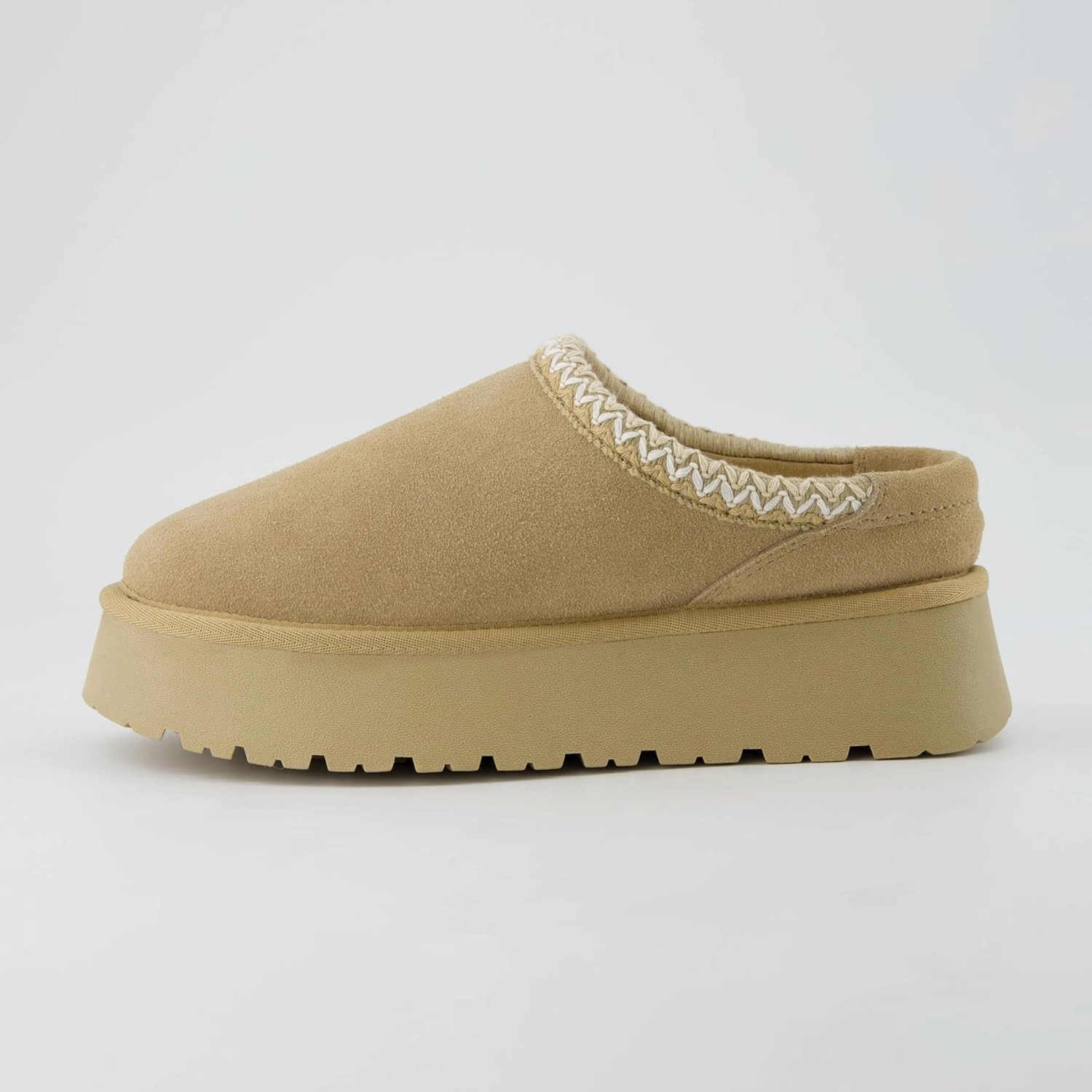 CUSHIONAIRE Kabuki Platform Boots Genuine Suede Fuzzy Mule Slippers for Women with Memory Foam | Indoor/Outdoor Womens Slippers | Wide Widths Available