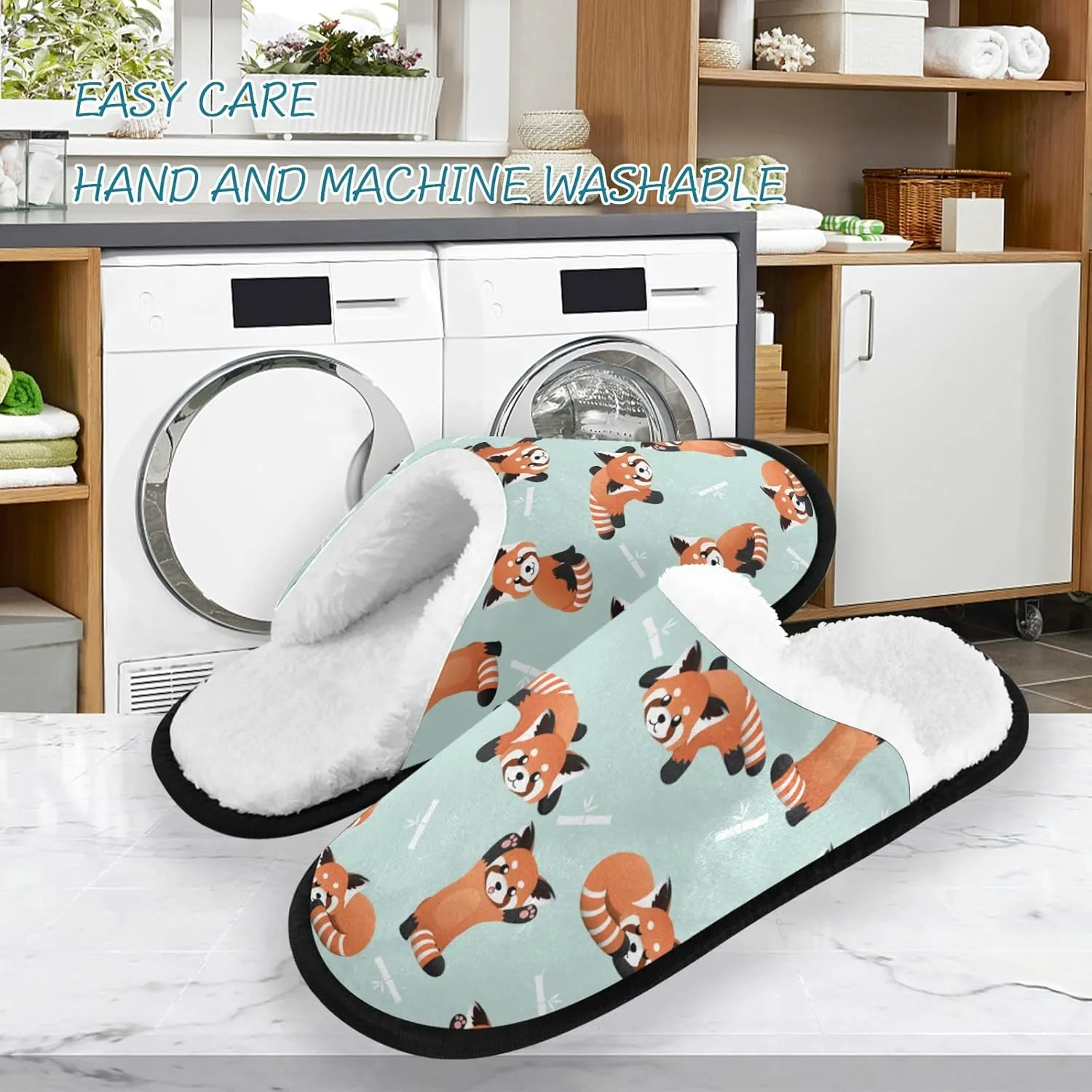 Cute Red Panda Slippers, Soft Memory Foam Non-Slip Indoor House Slippers Home Shoes for Bedroom Travel Hotel Spa