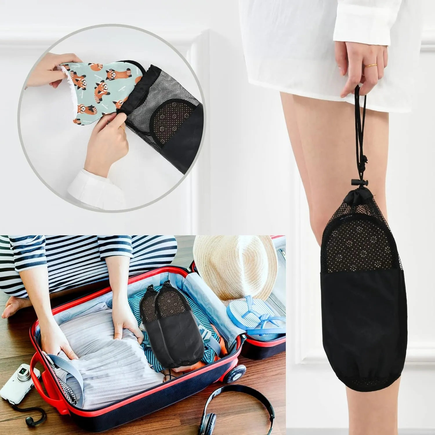 Cute Red Panda Slippers, Soft Memory Foam Non-Slip Indoor House Slippers Home Shoes for Bedroom Travel Hotel Spa