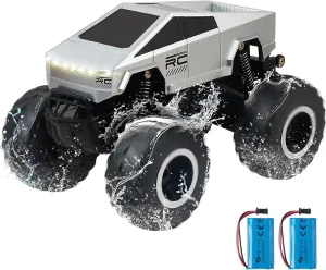 CyberTruck 1:16 RC Adventure Truck – Waterproof 4WD All-Terrain RC Car, Dual Motor & 2 Batteries, LED Lights – Ultimate Gift for Kids Ages 6-12 (Boys/Girls) for Indoor/Outdoor Play