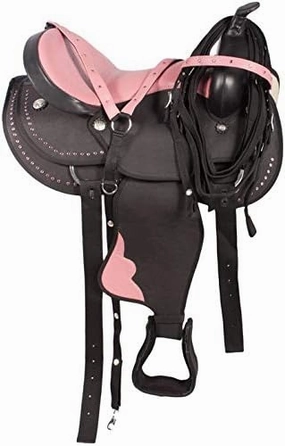 D&L Saddlery Classic Western Barrel Racing Handmade Synthetic Cordura Horse Saddle Lightweight Barrel Racing Saddle Trail Tack Equestrian Horse Saddle Tack Size 10" to 18" inches Seat, SYN10