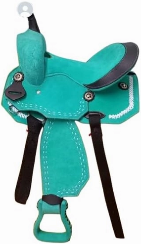 D&L Saddlery Classic Western Barrel Racing Handmade Synthetic Cordura Horse Saddle Lightweight Barrel Racing Saddle Trail Tack Equestrian Horse Saddle Tack Size 10" to 18" inches Seat, SYN43