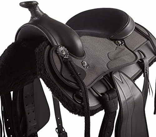 D&L Saddlery Classic Western Barrel Racing Handmade Synthetic Cordura Horse Saddle Lightweight Barrel Racing Saddle Trail Tack Equestrian Horse Saddle Tack Size 10" to 18" inches Seat, SYN64