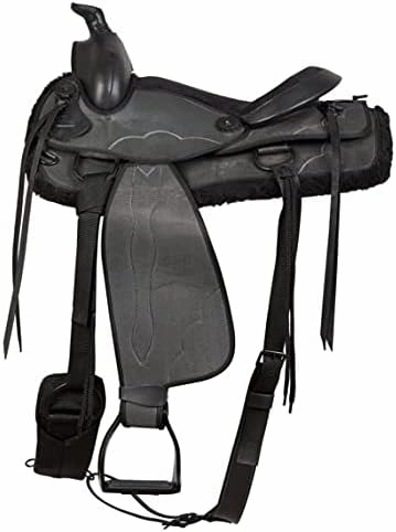 D&L Saddlery Classic Western Barrel Racing Handmade Synthetic Cordura Horse Saddle Lightweight Barrel Racing Saddle Trail Tack Equestrian Horse Saddle Tack Size 10" to 18" inches Seat, SYN64