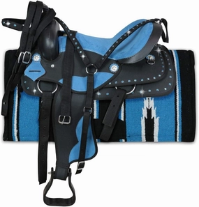 D&L Saddlery Classic Western Barrel Racing Handmade Synthetic Cordura Horse Saddle Lightweight Barrel Racing Saddle Trail Tack Equestrian Horse Saddle Tack Size 10" to 18" inches Seat, SYN89