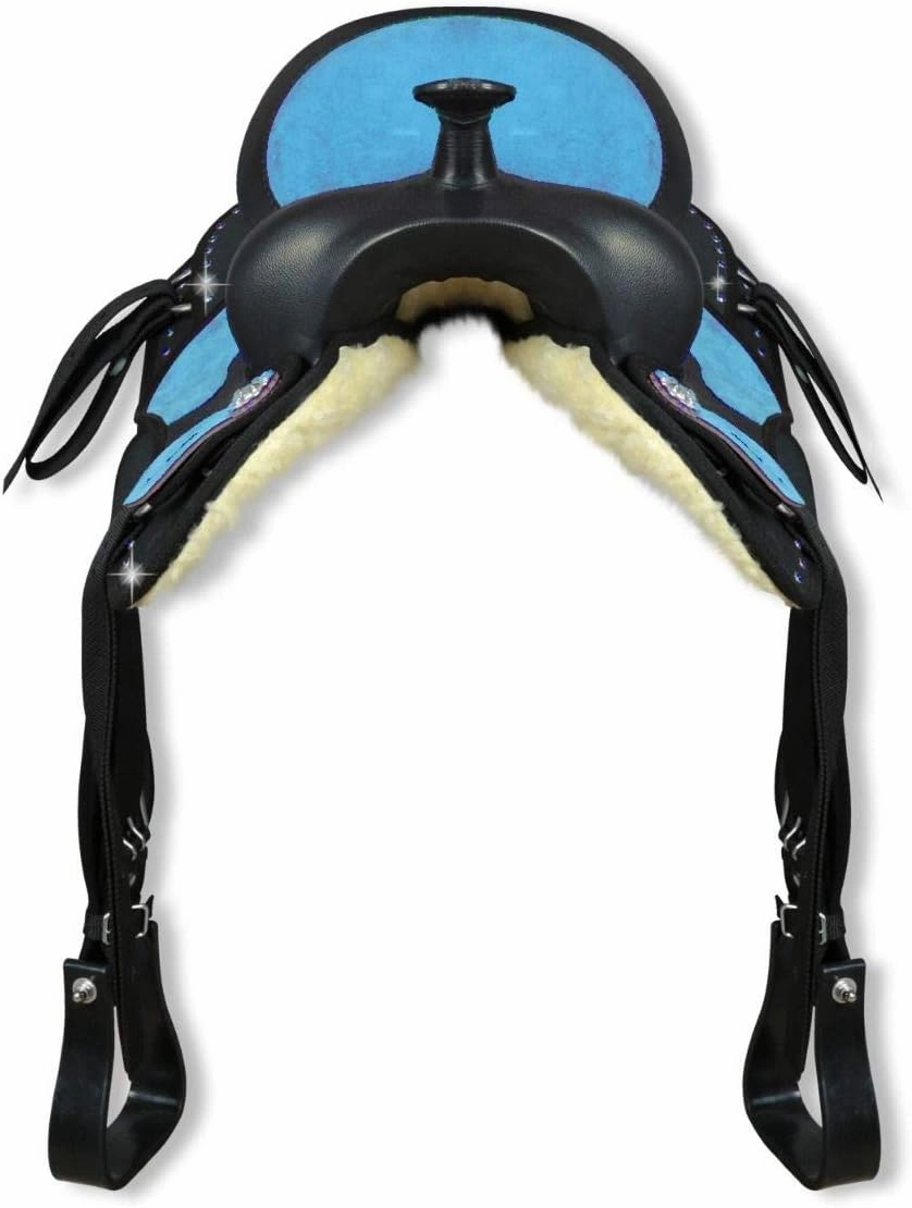 D&L Saddlery Classic Western Barrel Racing Handmade Synthetic Cordura Horse Saddle Lightweight Barrel Racing Saddle Trail Tack Equestrian Horse Saddle Tack Size 10" to 18" inches Seat, SYN89