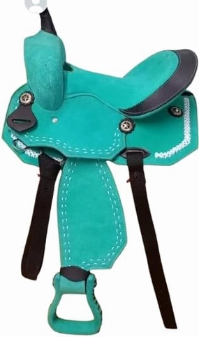 D&L Saddlery Synthetic Western Barrel Racing Horse Saddle Classic Handmade Cordura Lightweight Barrel Racing Saddle Trail Tack Equestrian Horse Saddle Tack Size 10" to 18" inches Seat, S02