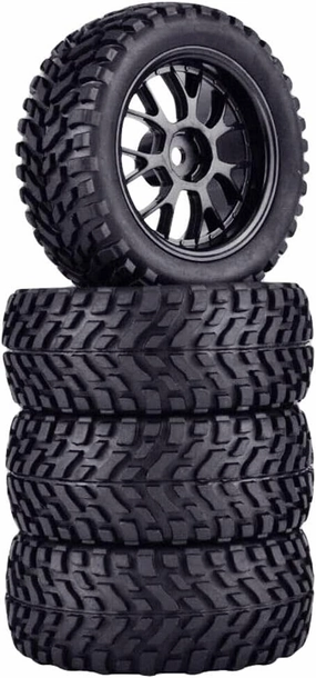 DAGIJIRD 4 pcs Rubber Rally Off-Road Car Wheel Rim and Tires Hex for HSP for HPI 1:10 RC Racing Car Accessories