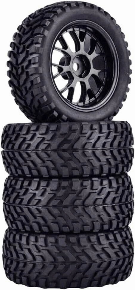 DAGIJIRD 4 pcs Rubber Rally Off-Road Car Wheel Rim and Tires Hex for HSP for HPI 1:10 RC Racing Car Accessories