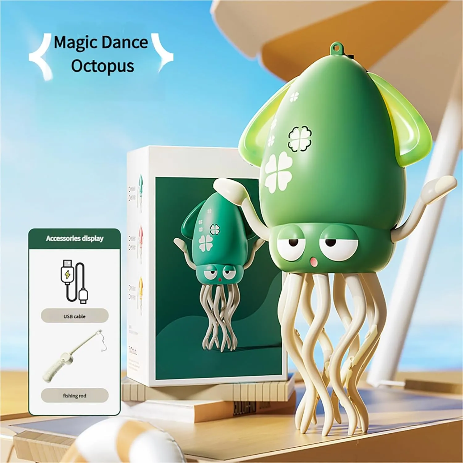 Dancing Octopus Toy, Auto Dance Octopus Toy, Crawling Dancing Automatic Obstacle Sensor Toys, Smart Tentacle for Cats Dogs Pets(Green)
