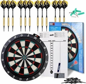 Dartboard 18' Plastic Board with 12 Soft Tip Darts, 20 Extra Tips, Mounting Kit