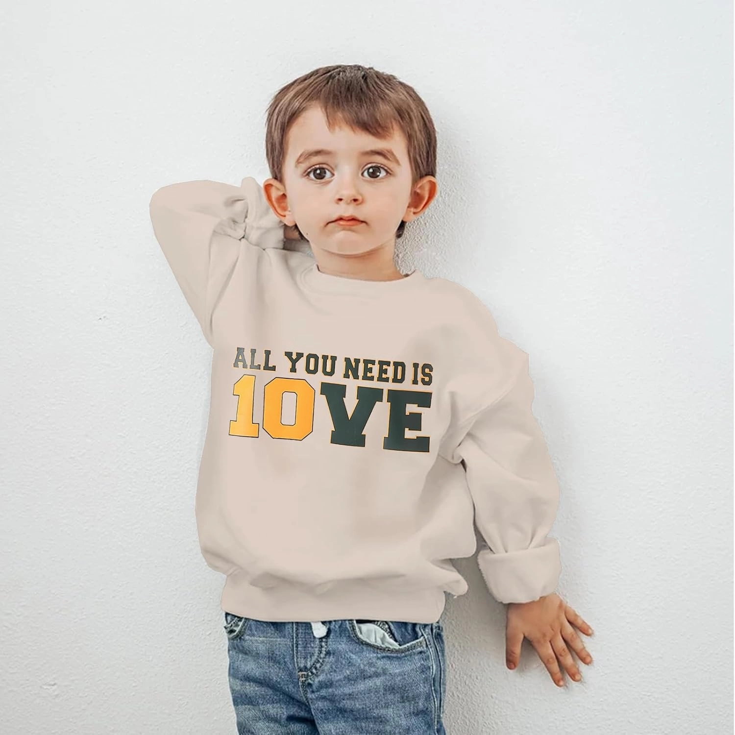Dcohmch Toddler Baby Boy Girl Football Outfit Long Sleeve Crew Neck Letter Print Sweatshirt Shirt Pullover Fall Clothes