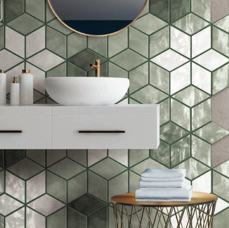 Decobella - Rombo Soft Mint Tile END OF RANGE