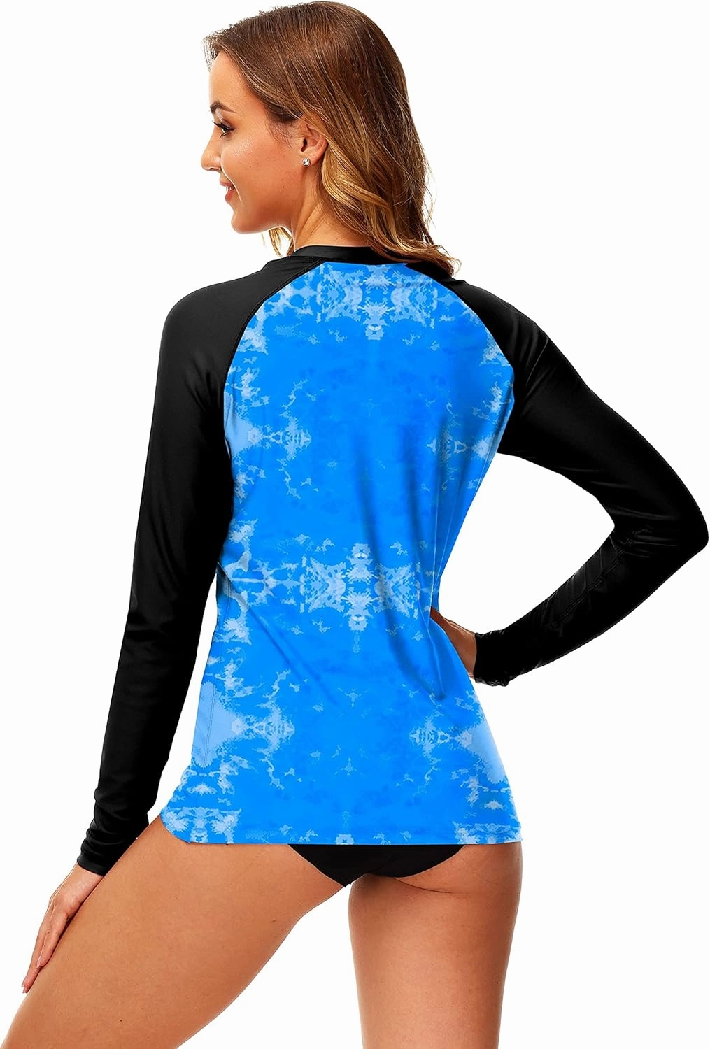 Deerose Women UPF 50  Rash Guard Printed Swim Shirts Surf Swimwear Top