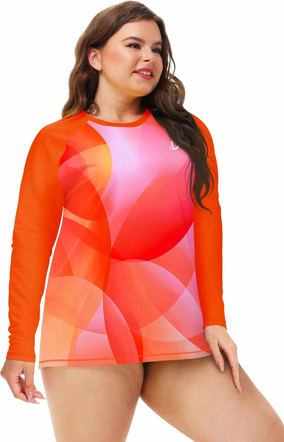 Deerose Womens Plus Size Rash Guard Long Sleeve Swim Shirts with Thumb Hole