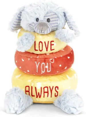 DEMDACO Love You Always Puppy 9 Inch Blue Stackable Rings Plush Stuffed Animal