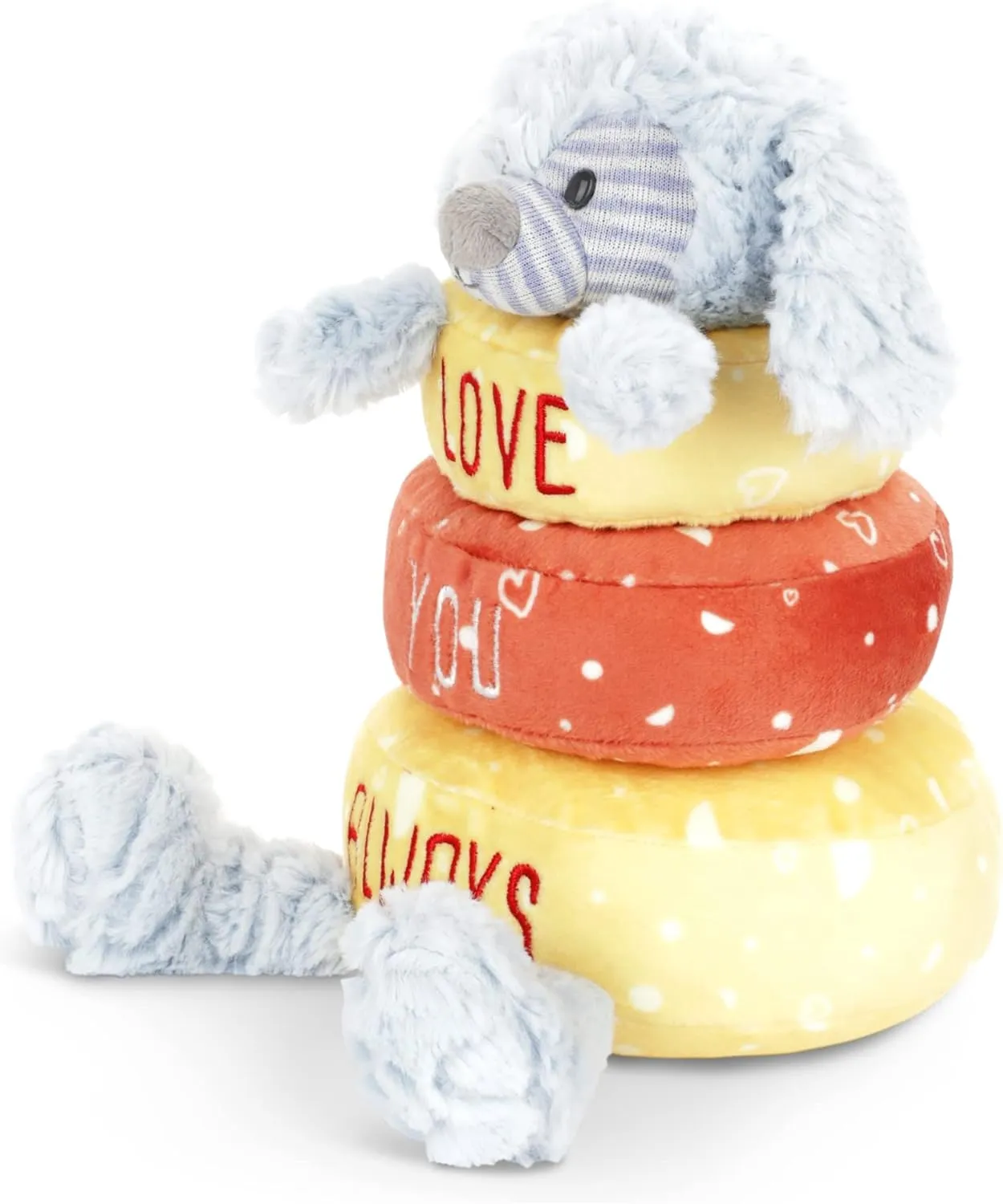 DEMDACO Love You Always Puppy 9 Inch Blue Stackable Rings Plush Stuffed Animal