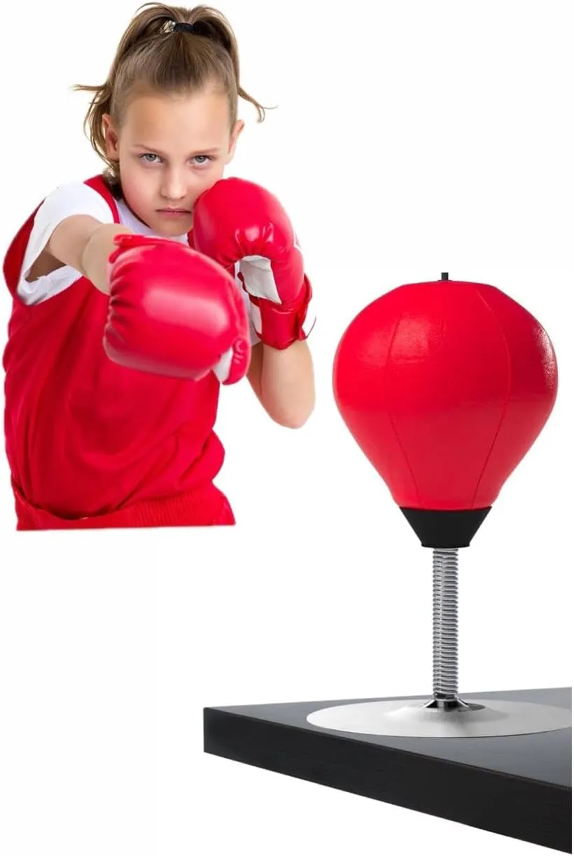 Desktop Punching Stress Bag with Boxing Gloves - Buster with Suction Cup for Office Table and Counters,Heavy Duty Stress Relief Ball,Desk Boxing Punch Ball,Funny Gifts for Office Coworkers and Kids