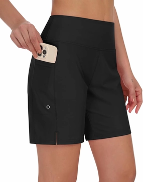 DIBAOLONG Women's Swim Shorts 7" High Waisted Quick Dry UPF 50  Beach Board Shorts for Women with Liner & Pockets