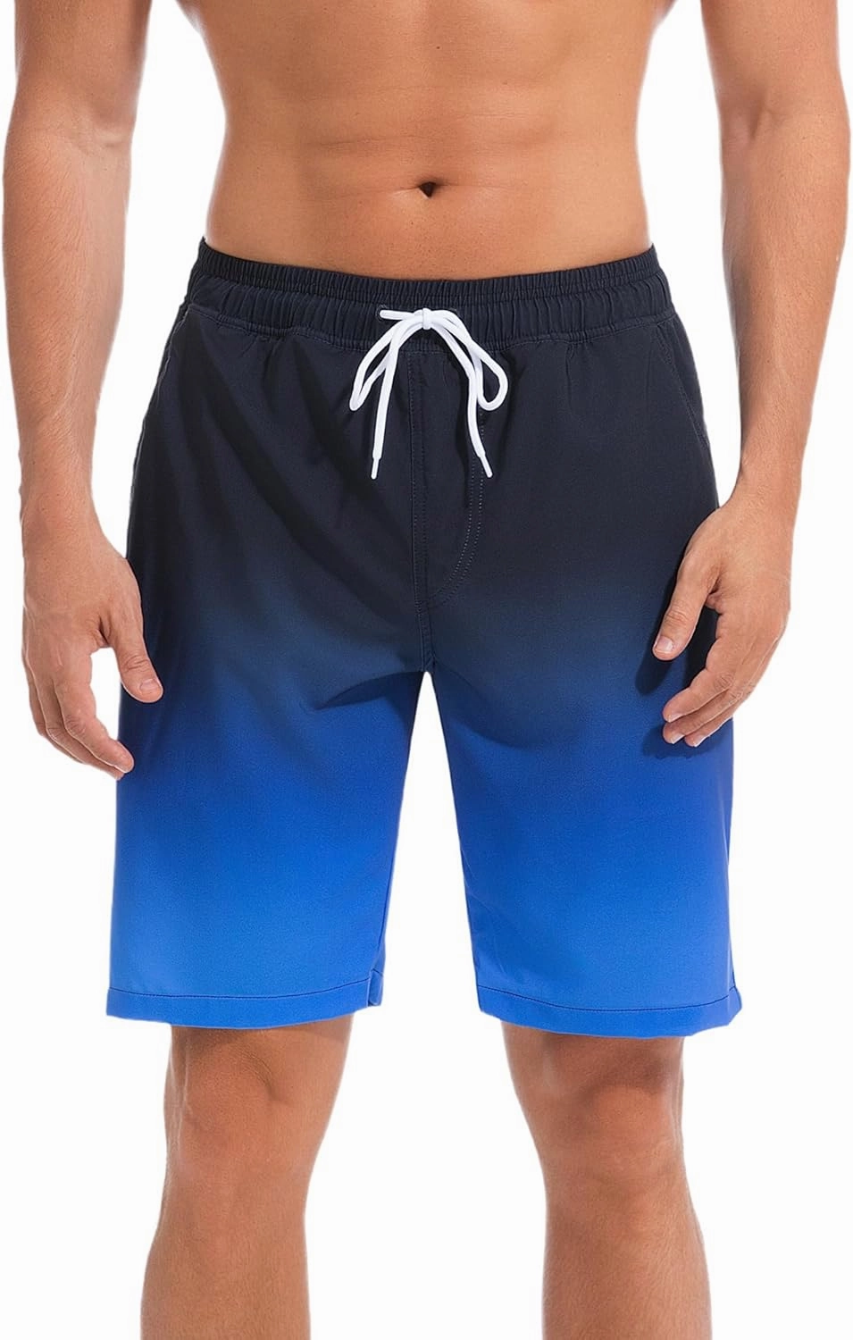 difficort Mens Swim Trunks Quick Dry Bathing Suit 9 inch Inseam Board Shorts with Compression Liner and Zipper Pocket