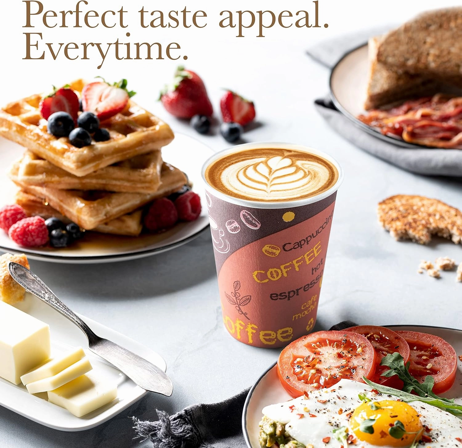 Disposable Coffee Cups with Lids 12 oz (100 Pack) - To Go Paper Coffee Cups for Hot & Cold Beverages, Tea, Hot Chocolate, Water, Juice, Eco Friendly