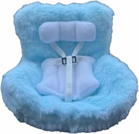 Doll Car Seat for 17cm Dolls with Air Vent Clip and Desktop Stand, Cute and Functional Car Ornament for Blind Box Doll Fans, Collectors(Blue)