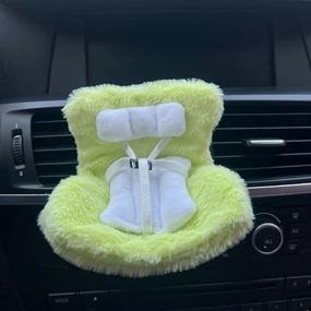 Doll Seat with Air Vent Clip and Desktop Stand Mini Plush Doll Safety Seat Car Ornament for 17cm About Plush Dolls,Green