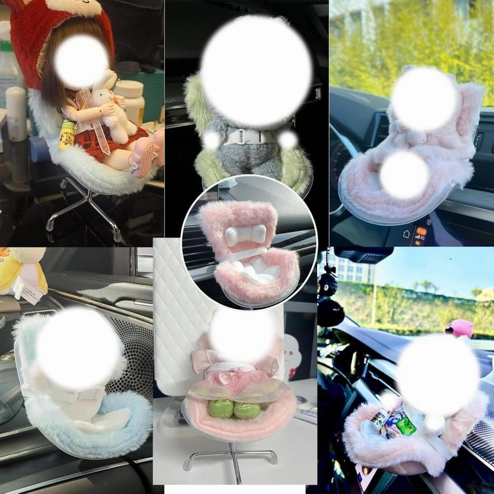 Doll Seat with Air Vent Clip and Desktop Stand Mini Plush Doll Safety Seat Car Ornament for 17cm About Plush Dolls,Green