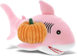 DolliBu Baby Soft Pink Shark Stuffed Animal with Pumpkin Decor and Name Personalization - Pumpkin Plush Animal for Fall, Halloween and Thanksgiving for Baby, Kids, Adults - 12 inches