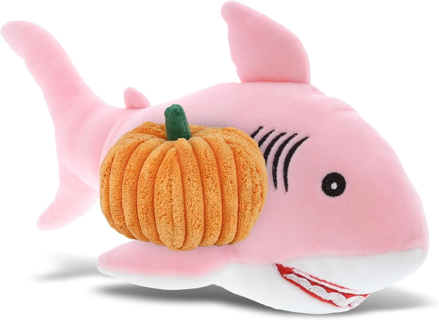 DolliBu Baby Soft Pink Shark Stuffed Animal with Pumpkin Decor and Name Personalization - Pumpkin Plush Animal for Fall, Halloween and Thanksgiving for Baby, Kids, Adults - 12 inches