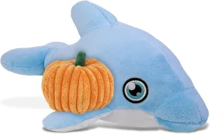 DolliBu Eco Friendly Super Soft Dolphin Stuffed Animal with Pumpkin Decor - Pumpkin Plush Animal for Fall, Halloween and Thanksgiving, Pumpkin Toy for Baby, Kids, Adults - 13.5 Inches