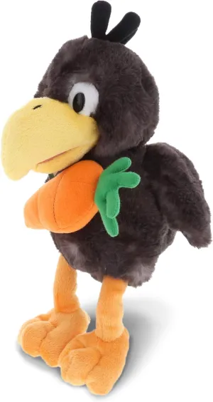 DolliBu Happy Easter Super Soft Plush Sitting Crow with Carrot - Cute Stuffed Animals with Carrot Plush Toy, Perfect Easter Holiday Surprise Gift, Bird Plush Animal - 9.5" Inch