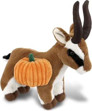 DolliBu Super Soft Antelope Stuffed Animal with Pumpkin Plush Decor - Antelope Pumpkin Plush Animal for Fall, Halloween and Thanksgiving, Pumpkin Plush Toy for Baby, Kids, Adults - 10 Inches