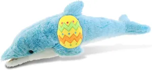 DolliBu Super Soft Blue Dolphin with Yellow Easter Egg Plush and Name Personalization - Cute Stuffed Animals for Easter Basket, Easter Egg Stuffed Animal Spring Toys for Girls, Boy, Baby - 14 Inches
