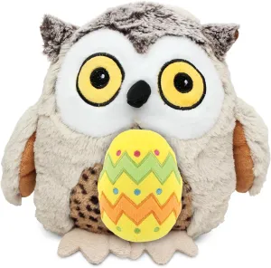 DolliBu Super Soft Fat Brown Owl with Yellow Easter Egg Plush - Cute Easter Stuffed Animals for Easter Basket, Easter Egg Stuffed Animal Spring Toys for Girls, Boy, Baby - 8 Inches