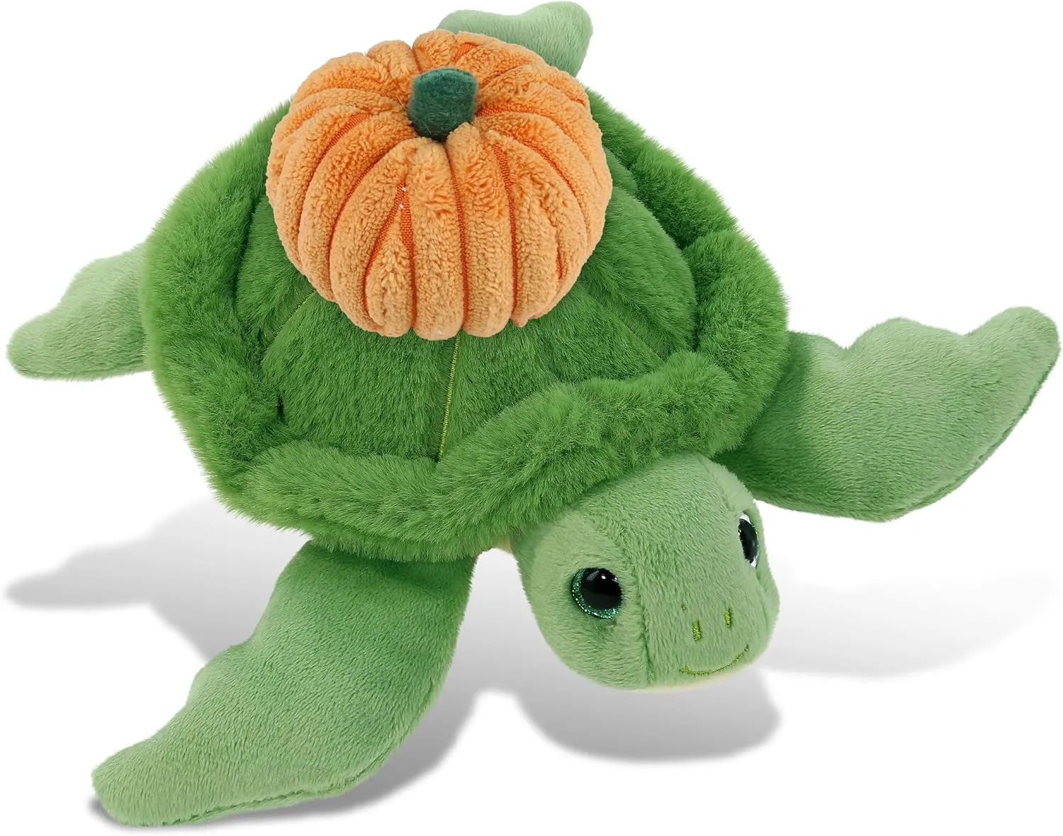 DolliBu Super Soft Green Sea Turtle Stuffed Animal with Pumpkin Decor - Pumpkin Plush Animal for Fall, Halloween and Thanksgiving, Pumpkin Toy for Baby, Kids, Adults - 6.5 Inches