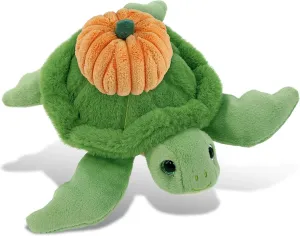 DolliBu Super Soft Green Sea Turtle Stuffed Animal with Pumpkin Decor - Pumpkin Plush Animal for Fall, Halloween and Thanksgiving, Pumpkin Toy for Baby, Kids, Adults - 6.5 Inches