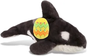 DolliBu Super Soft Killer Whale with Yellow Easter Egg Plush and Name Personalization - Cute Stuffed Animals for Easter Basket, Easter Egg Stuffed Animal Spring Toys for Girls, Boy, Baby - 15.5 Inches