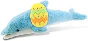 DolliBu Super Soft Large Blue Dolphin with Yellow Easter Egg Plush and Name Personalization - Stuffed Animals for Easter Basket, Easter Egg Stuffed Animal Spring Toys for Girls, Boy, Baby - 18 Inches