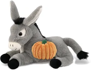 DolliBu Super Soft Laying Donkey Stuffed Animal with Pumpkin Decor and Name Personalization - Pumpkin Plush Animal for Fall, Halloween and Thanksgiving, Pumpkin Toy for Baby, Kids, Adults - 9 Inches