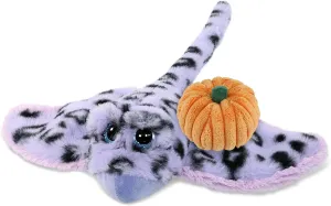 DolliBu Super Soft Purple Stingray Stuffed Animal with Pumpkin Decor and Name Personalization - Pumpkin Plush Animal for Fall, Halloween, Thanksgiving, Pumpkin Toy for Baby, Kids, Adults - 15 Inch