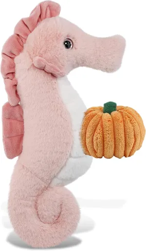 DolliBu Super Soft Rose Seahorse Stuffed Animal with Pumpkin Decor and Name Personalization - Pumpkin Plush Animal for Fall, Halloween and Thanksgiving, Pumpkin Toy for Baby, Kids, Adults - 12 Inches