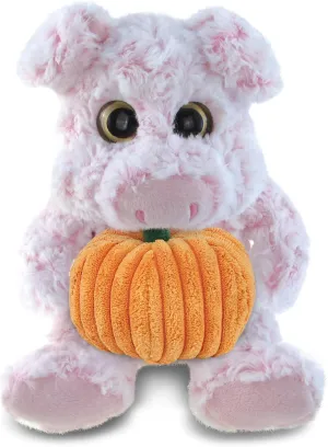 DolliBu Super Soft Sitting Pig Stuffed Animal with Pumpkin Plush Decor - Pig Pumpkin Plush Animal for Fall, Halloween and Thanksgiving, Pumpkin Plush Toy for Baby, Kids, Adults - 9 Inches