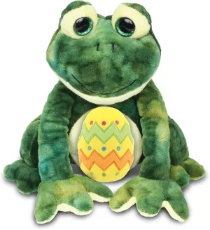 DolliBu Super Soft Squat Frog with Yellow Easter Egg Plush - Perfect Frog Stuffed Animals for Easter Basket, Cute Easter Egg Stuffed Animal Spring Toys for Girls, Boys, and Babies - 7.5 Inches