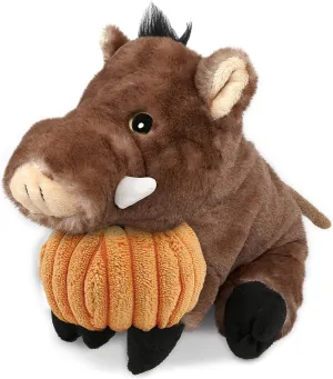 DolliBu Super Soft Wild Boar Stuffed Animal with Pumpkin Plush Decor - Cute Boar Pig Pumpkin Plush Animal for Fall, Halloween and Thanksgiving, Pumpkin Plush Toy for Baby, Kids, Adults - 9.5 Inches